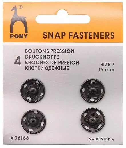 PONY 76166 Кнопки одежные 15 мм, сталь, черные, 4 шт. PONY 76166 Кнопки одежные 15 мм, сталь, черные, 4 шт.
