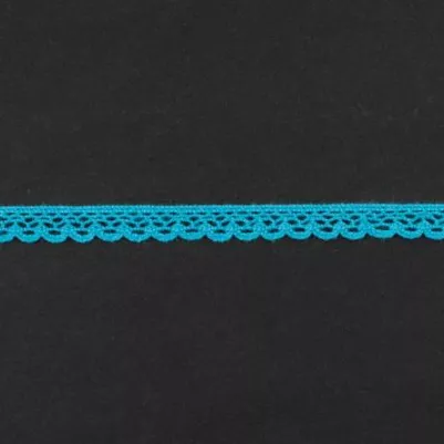 Тесьма кружевная, 8мм, цвет бирюзовый, ALFA