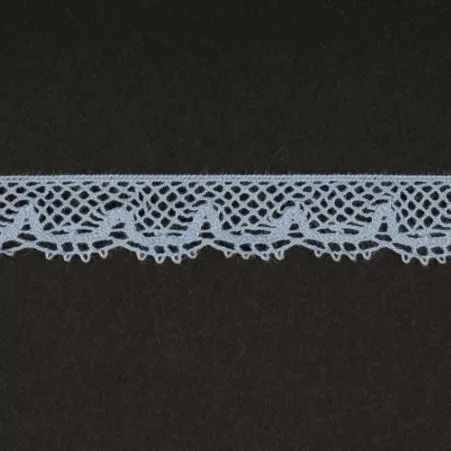 Тесьма кружевная, 12мм,  цвет голубой, ALFA