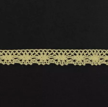 Тесьма кружевная, 13мм, цвет светло-желтый, ALFA (AF-359-010)
