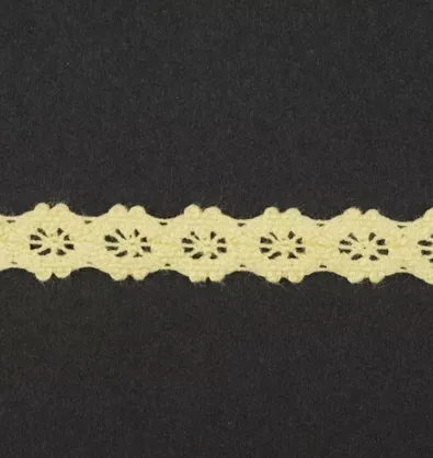Тесьма кружевная, 11мм,  цвет светло-желтый, ALFA