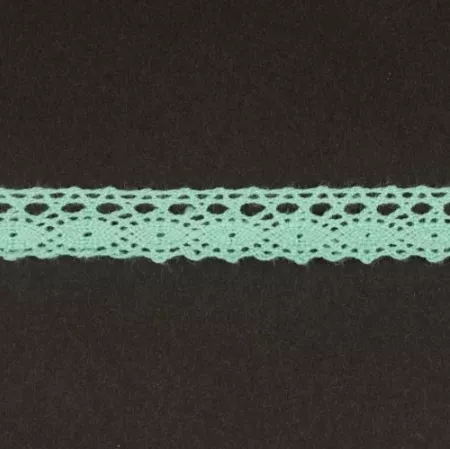 Тесьма кружевная, 12мм,  цвет мятный, ALFA (AF-047-075)