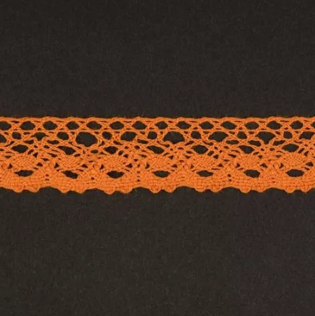 Тесьма кружевная, 18мм,  цвет оранжевый, ALFA