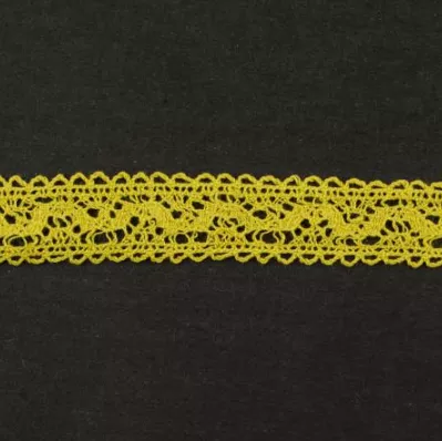 Тесьма кружевная, 15мм,  цвет горчично-желтый, ALFA
