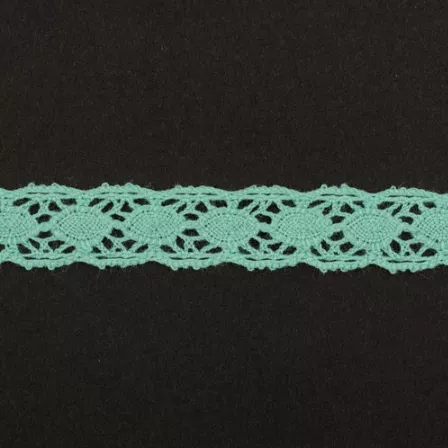 Тесьма кружевная, 13мм, цвет мятный, ALFA (AF-363-075)
