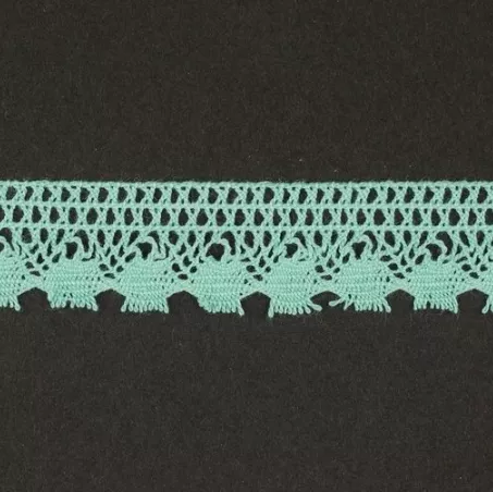 Тесьма кружевная, 17мм,  цвет мятный, ALFA