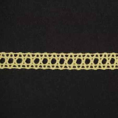 Тесьма кружевная, 8 мм,  цвет светло-желтый, ALFA