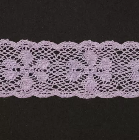Тесьма кружевная, 27мм,  цвет светло-фиолетовый, ALFA