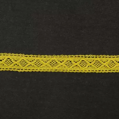 Тесьма кружевная, 15 мм,  цвет горчично-желтый, ALFA