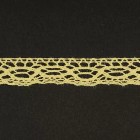 Тесьма кружевная, 15мм,  цвет светло-желтый, ALFA