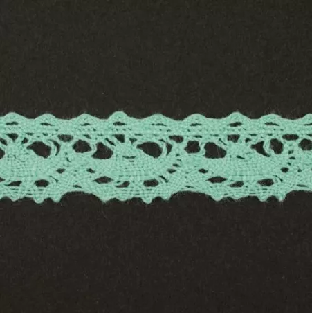 Тесьма кружевная, 16мм,  цвет мятный, ALFA