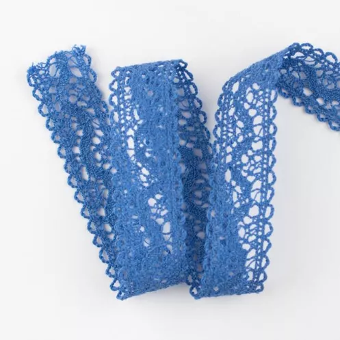 Тесьма кружевная, 15 мм, цвет васильковый, ALFA