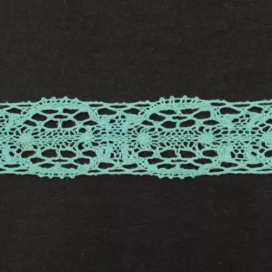 Тесьма кружевная, 24 мм, цвет мятный, ALFA