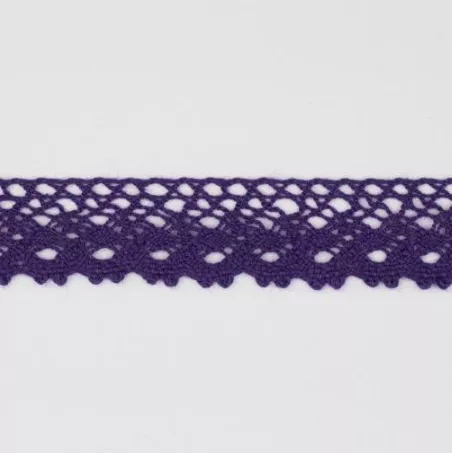 Тесьма кружевная, 18мм,  цвет фиолетовый, ALFA