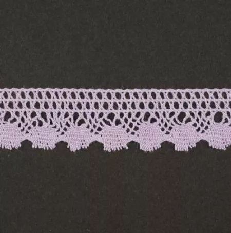 Тесьма кружевная, 17мм,  цвет светло-фиолетовый, ALFA