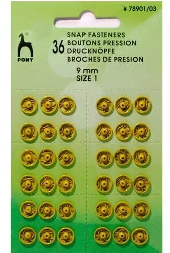 PONY 78901/03 Кнопки одежные 9 мм, латунь, желтые, 36 шт. PONY 78901/03 Кнопки одежные 9 мм, латунь, желтые, 36 шт.