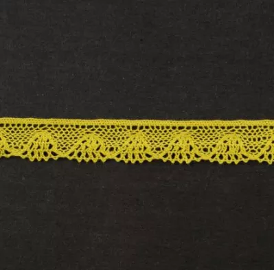 Тесьма кружевная, 14 мм, цвет горчично-желтый, ALFA