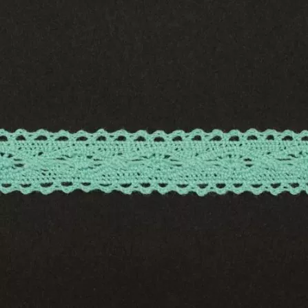 Тесьма кружевная, 14мм,  цвет мятный, ALFA