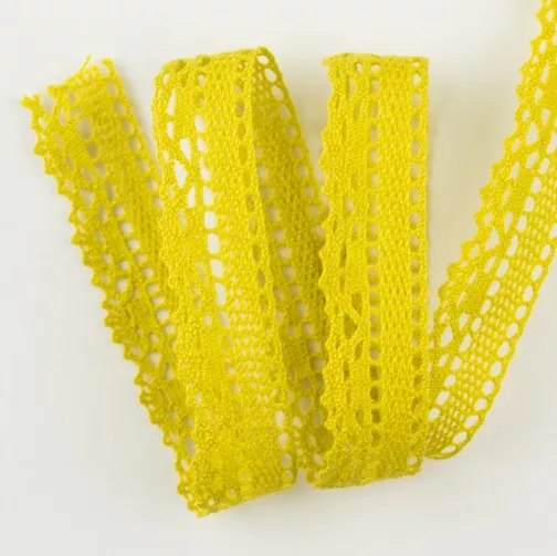 Тесьма кружевная, 16 мм,  цвет горчично-желтый, ALFA