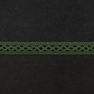 Тесьма кружевная, 12 мм, цвет темно-оливковый, ALFA