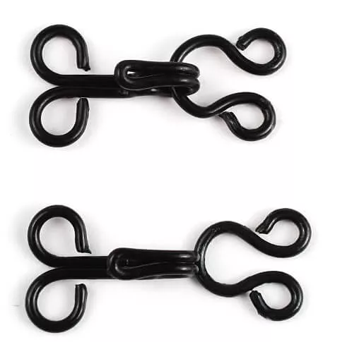 PONY 78253 Крючки с петельками одежные 11 мм, сталь, черные, 14 шт.