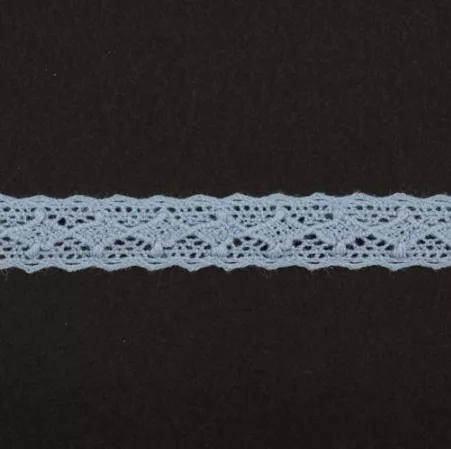 Тесьма кружевная, 13мм,  цвет светло-голубой, ALFA