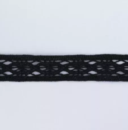 Тесьма кружевная, 17мм,  цвет черный, ALFA