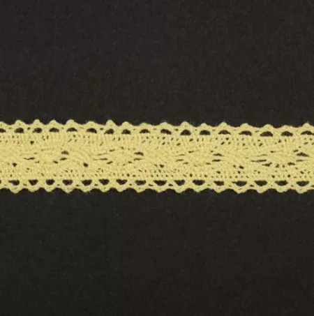 Тесьма кружевная, 14мм,  цвет светло-желтый, ALFA