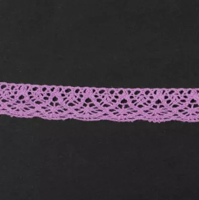 Тесьма кружевная, 16мм, цвет пурпурный, ALFA