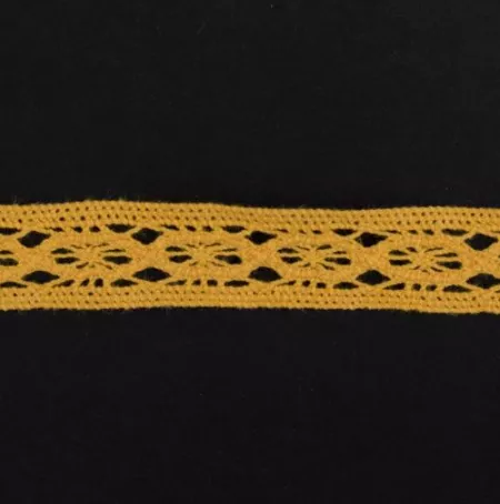 Тесьма кружевная, 17мм,  цвет желтый, ALFA
