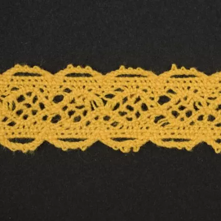 Тесьма кружевная, 20мм,  цвет желтый, ALFA