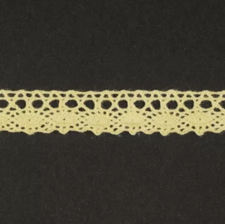 Тесьма кружевная, 12мм,  цвет светло-желтый, ALFA (AF-047-010)