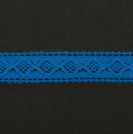 Тесьма кружевная, 15мм,  цвет голубой, ALFA