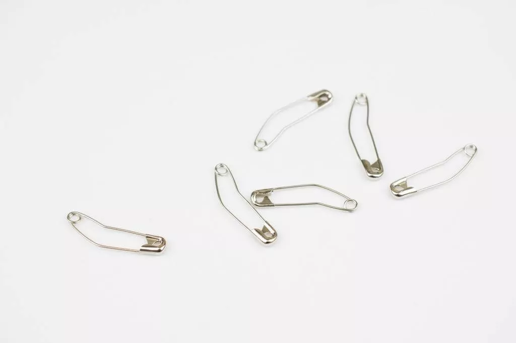 Булавки английские ассорти, размеры (19, 23, 27, 34, 38, 46мм), 48 шт, цв золото, серебро