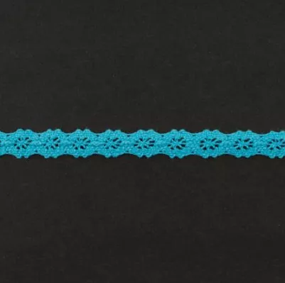 Тесьма кружевная, 11мм, цвет бирюзовый, ALFA