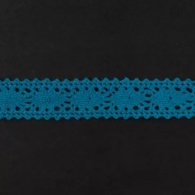 Тесьма кружевная, 20мм, цвет темно-бирюзовый, ALFA