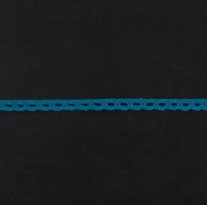 Тесьма кружевная, 6мм, цвет темно-бирюзовый, ALFA