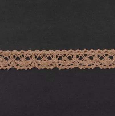 Тесьма кружевная, 16мм, цвет молочный шоколад, ALFA