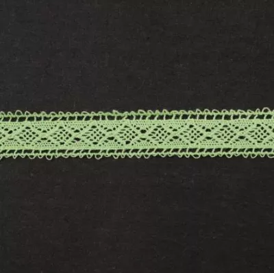 Тесьма кружевная, 15 мм, цвет салатовый, ALFA