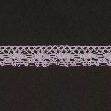 Тесьма кружевная, 13мм,  цвет светло-фиолетовый, ALFA