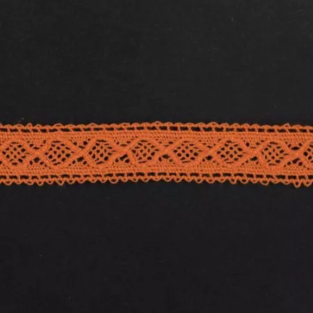 Тесьма кружевная, 15мм,  цвет оранжевый, ALFA