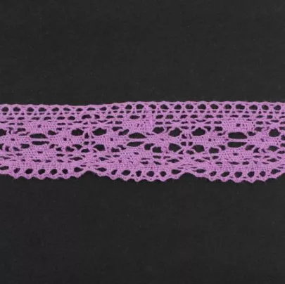 Тесьма кружевная, 30мм, цвет пурпурный, ALFA