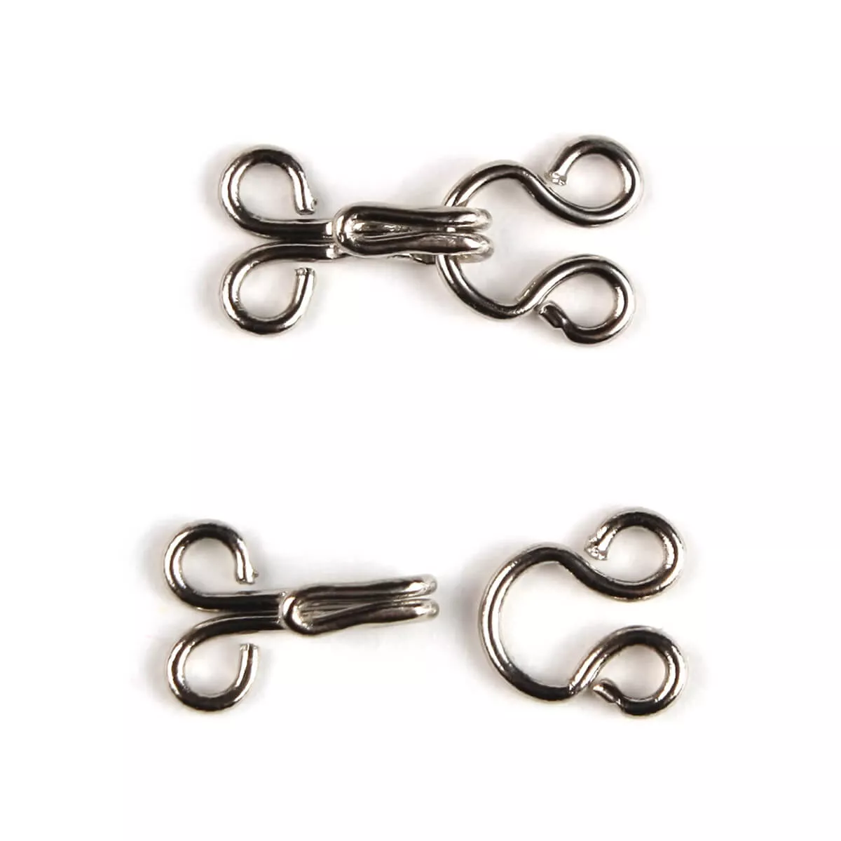 PONY 78202 Крючки с петельками одежные 9 мм, никель, серебристые, 14 шт.