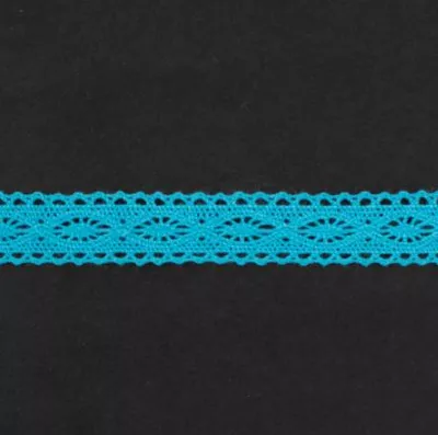 Тесьма кружевная, 14мм, цвет бирюзовый, ALFA