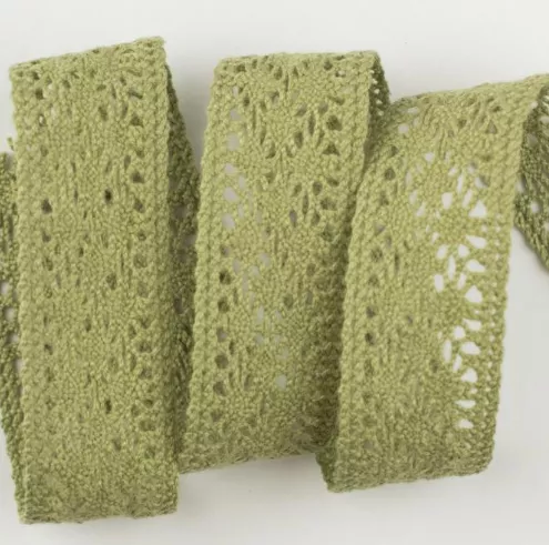 Тесьма кружевная, 26 мм, цвет оливковый, ALFA