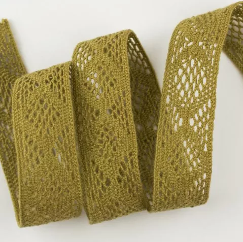 Тесьма кружевная, 24 мм, цвет песочно-коричневый, ALFA