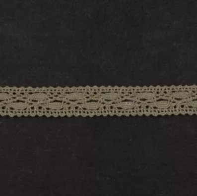 Тесьма кружевная, 16 мм, цвет серо-коричневый, ALFA