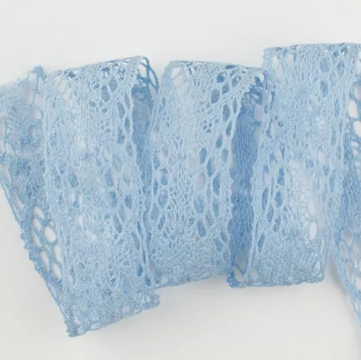 Тесьма кружевная, 24 мм, цвет светло-голубой, ALFA