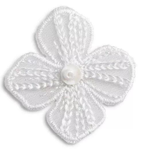 Prym 926701 Термоаппликация Цветок праздничный малый, белый, 2 шт.
