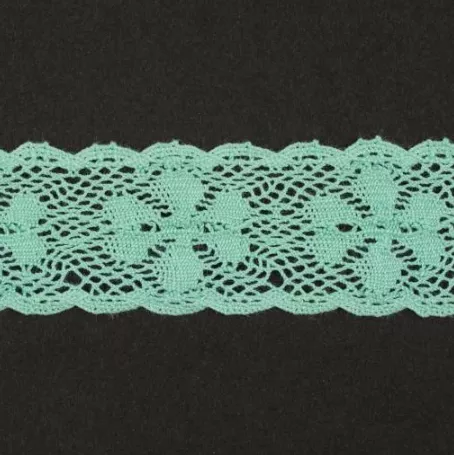 Тесьма кружевная, 27мм,  цвет мятный, ALFA